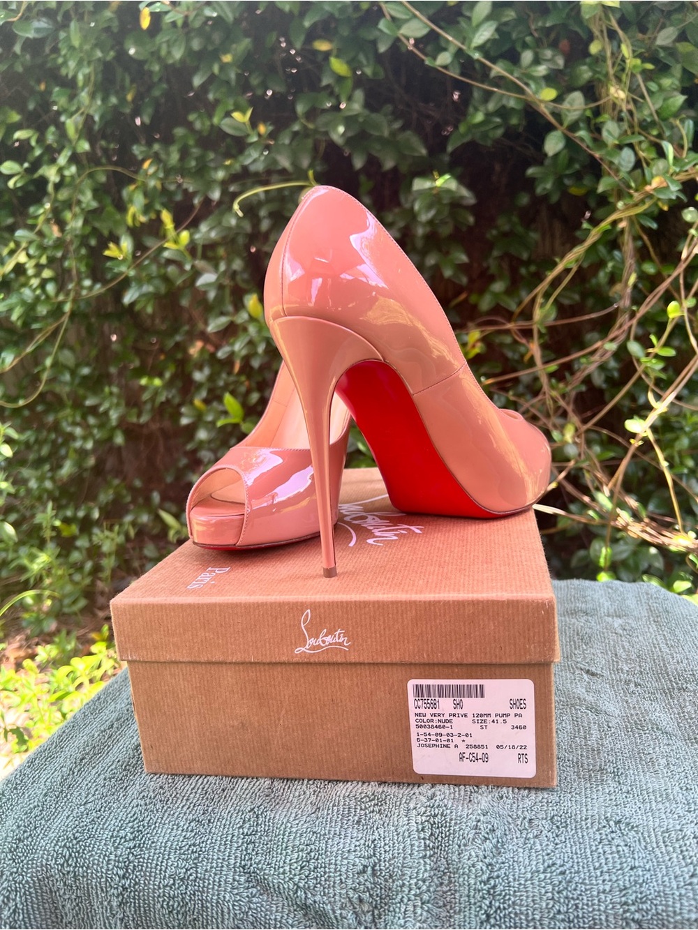 Christian Louboutin VERY PRIVE 120 Platform Peep Toe Nude Pumps Heels Shoes